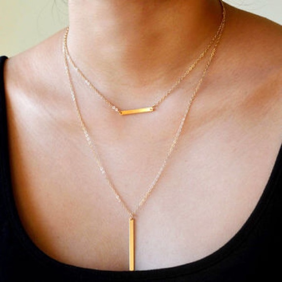 Blondie Joy Boutique Jewelry - Boho Multilayer Bar Pendant Gold Choker Necklace